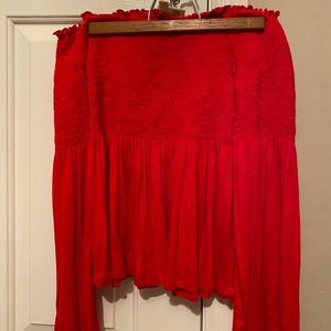 RED OFF THE SHOULDER TOP